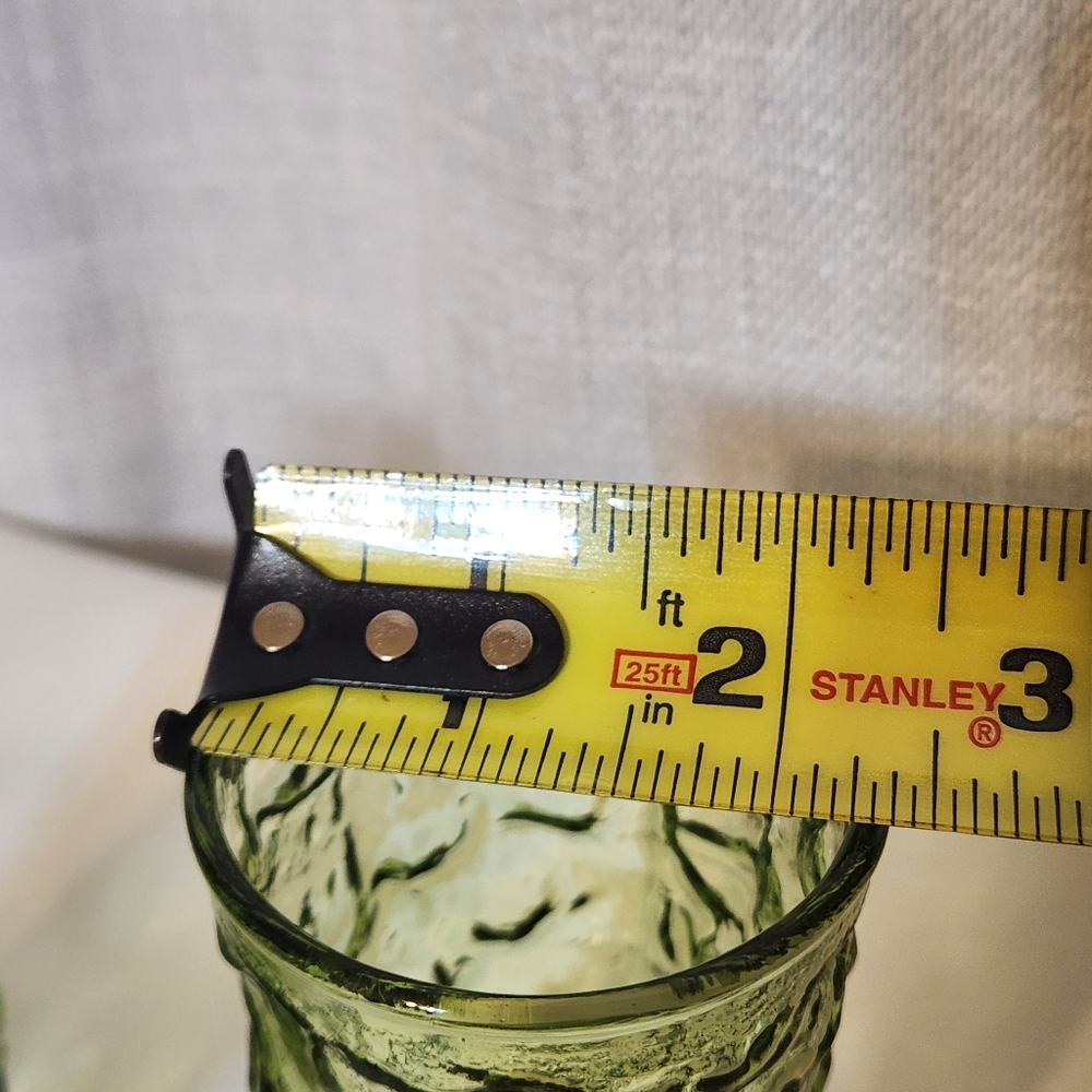 Vintage MCM Avocado Green GLASSES 4 inch Juice Glasses Lot of 2 - Picture 4 of 6